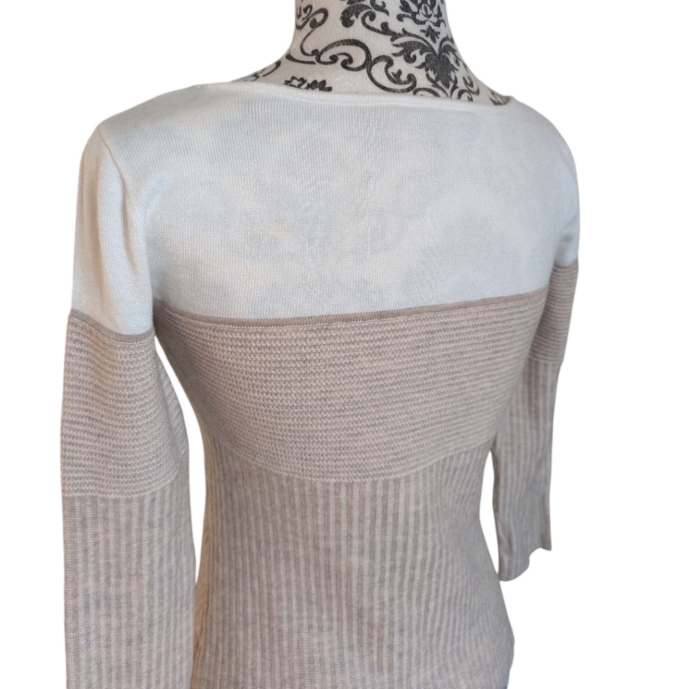 St John Women Small Wool Blend Colourblock Boat Neck Sweater Quiet Luxury - Picture 7 of 12